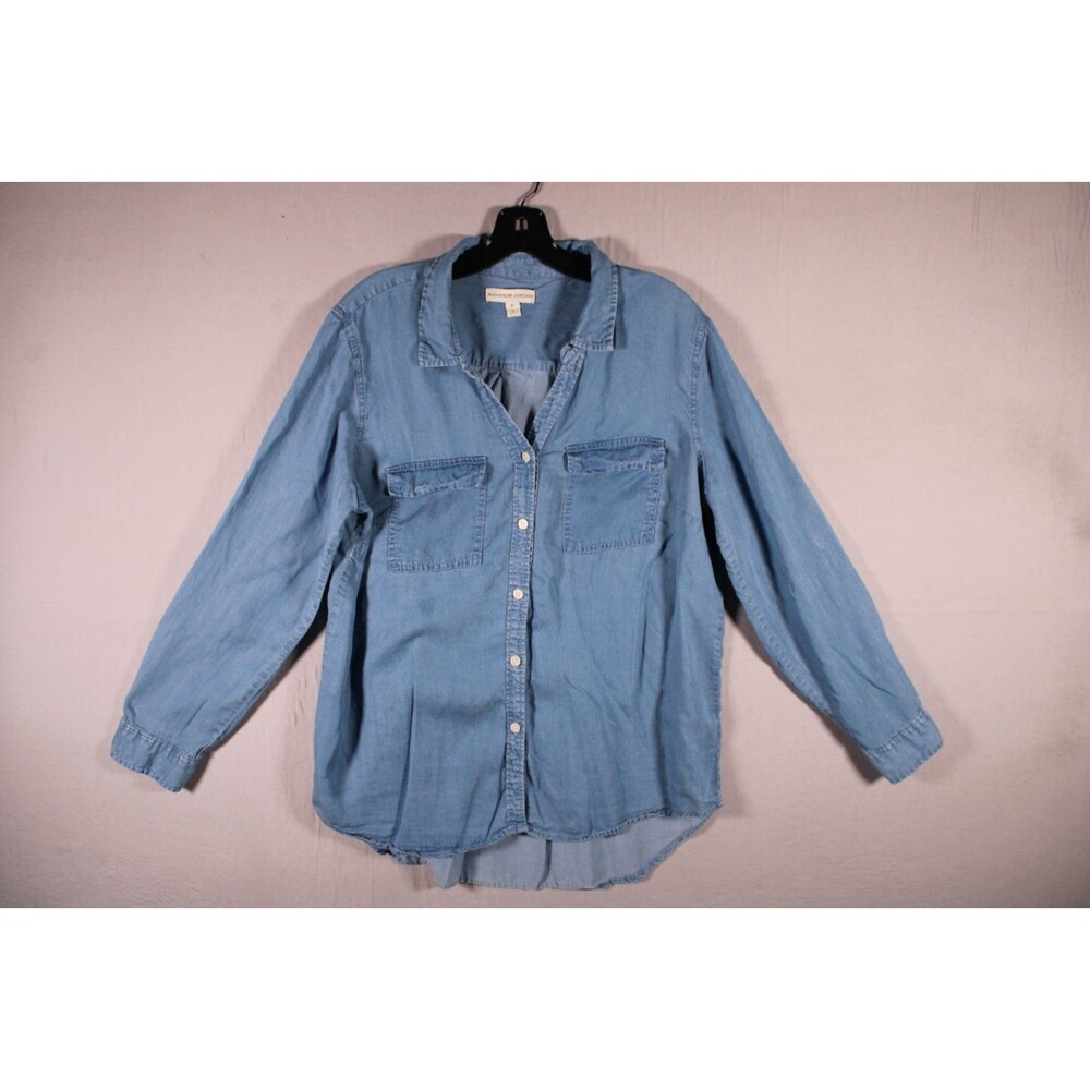 Alexander Jordan Women’s XL Blue Chambray Button Down Shirt Lyocell Long Sleeve